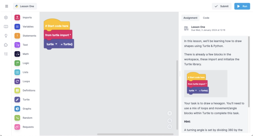 Lesson one screenshot