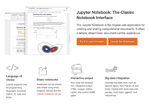 Jupyter Notebook interactive coding environment for data science