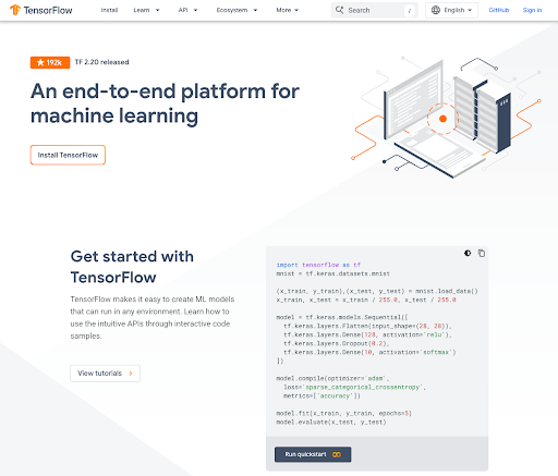 TensorFlow open-source machine learning framework by Google