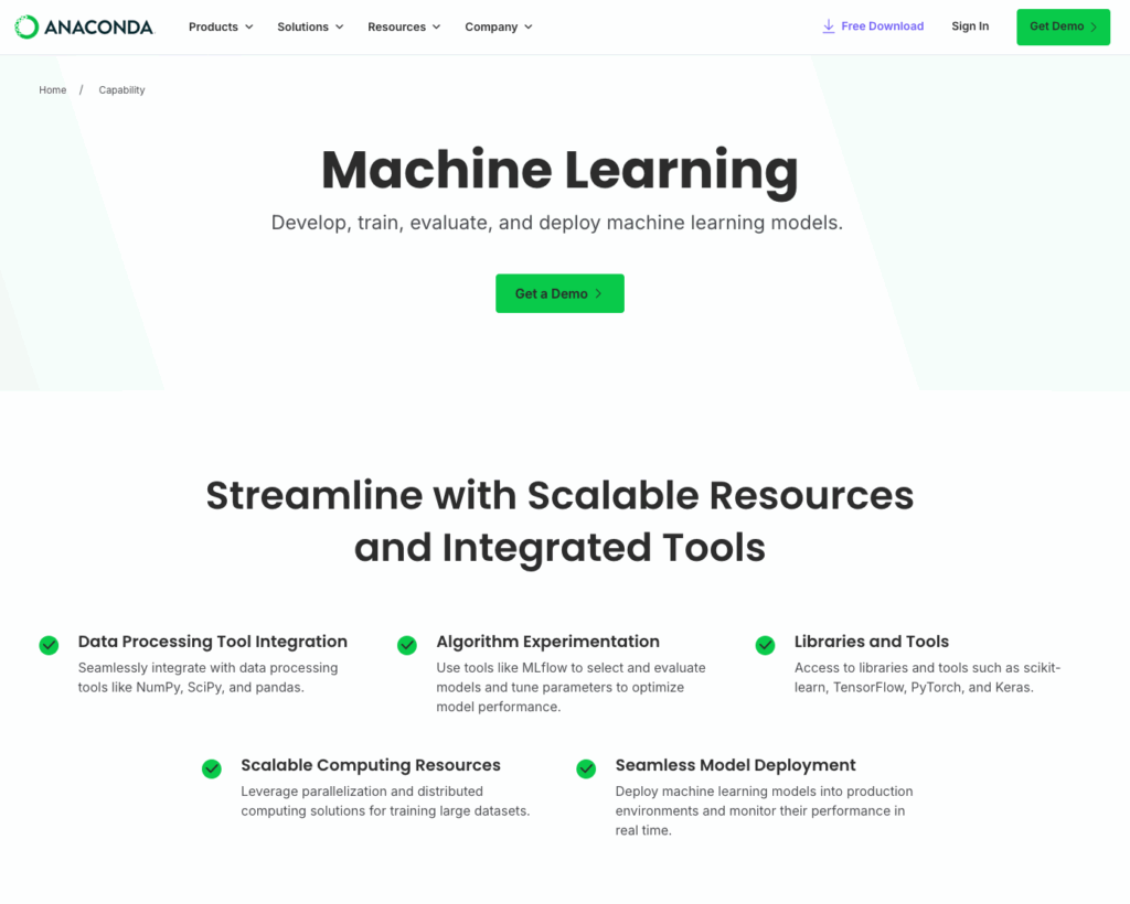 Anaconda is a leading open-source platform for AI and machine learning optimized for large-scale data processing, predictive analysis, and scientific computing.