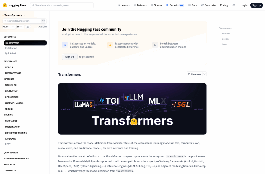 Hugging Face Transformers website