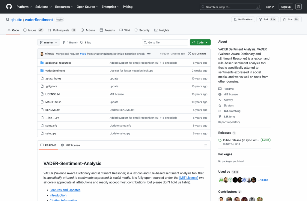 VADER Github page